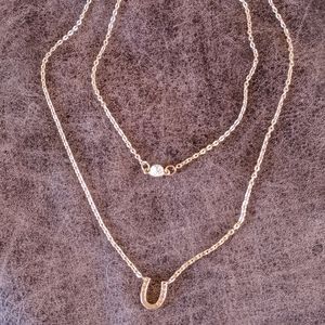 faux gold chain Horse shoe good luck necklace